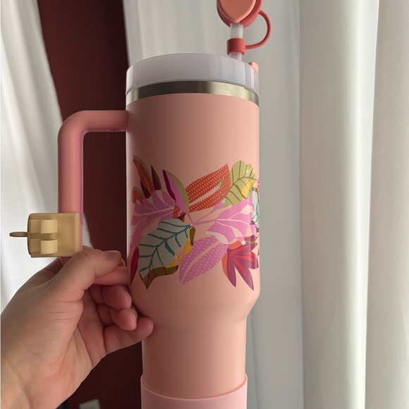 Stanley Pink Floral Tumbler with Heart Straw - Picture 2 of 2